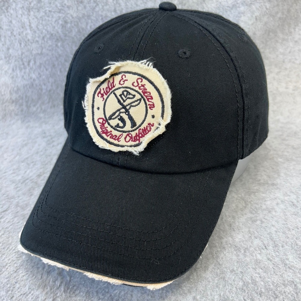 Heritage Patch Mens Black Field & Stream Baseball Cap Distressed OSFM